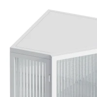22.25" Floor Corner Cabinet with Tempered Glass Door, Storage Shelves for Bathroom, Living Room, Bedroom, Easy Assembly, 31.5" H, White(m-6)