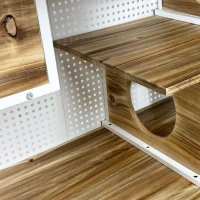 Spacious Cat House with Tempered Glass, Modern Style, Sturdy Fir Wood and Iron Frame, 55.12"L x 22.83"W x 29.92"H, White(m-8)