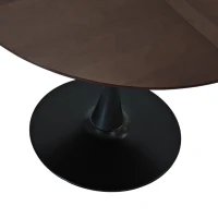 42.13" Modern Round Dining Table with Solid Wood Veneer Top, Metal Base, and Easy Assembly, Brown Oak(m-5)