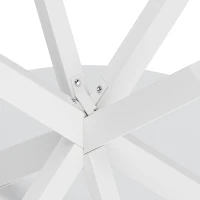 31.5'' Modern Round Dining Table with Crossed Legs, Two Piece Detachable Table Top, Matte Finish Iron Legs, Easy Assembly and Maintenance, White(m-7)