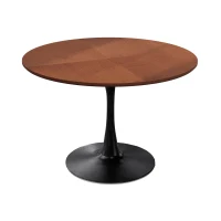 42" Modern Round Dining Table with Printed Oak Grain Table Top, Metal Base, Sturdy and Durable, Easy Assembly and Maintenance, Oak(m-2)