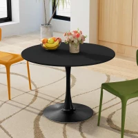 42.12" Modern Round Dining Table with MDF Top and Metal Base, Sturdy and Durable, Easy Assembly and Maintenance, Black(m-1)