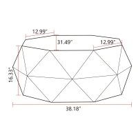 38.18" American Retro Style Coffee Table with Three-Dimensional Embossed Pattern, White Tabletop, No Assembly Required, 150 lb Load Capacity, White+Oak(m-3)