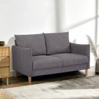 HOMCOM 54" Loveseat Sofa for Bedroom, Modern Love Seats Furniture, Upholstered Small Couch for Small Space, Dark Grey(m-8)