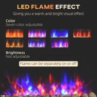 HOMCOM 36" 1450W Electric Wall-Mounted Fireplace with Flame Effect, 7 Color Background Light and Side Light, Black(m-5)