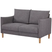 HOMCOM 54" Loveseat Sofa for Bedroom, Modern Love Seats Furniture, Upholstered Small Couch for Small Space, Dark Grey(m-11)
