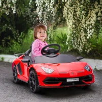 Aosom Lamborghini Licensed Kids Ride on Car w/ Easy Transport, Red(m-10)