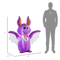 Outsunny 6ft Inflatable Halloween Bat, Blow Up LED  Display for Garden Indoor Outdoor(m-3)