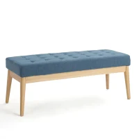 Fabric Ottoman with Cushioned Top, Sturdy Frame, and Space-Saving Design, 43.5" L x 15.75" W x 17" H, Blue(m-2)