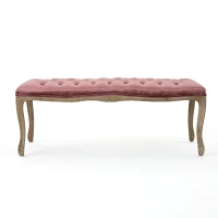 Stylish Bedroom Bench with Padded Seat Cushion, Upturned Wide U Shape, Light Assembly Required, 46.25" L x 17" W x 18" H, Blush(m-6)