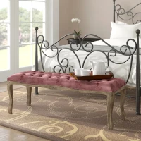 Stylish Bedroom Bench with Padded Seat Cushion, Upturned Wide U Shape, Light Assembly Required, 46.25" L x 17" W x 18" H, Blush(m-1)