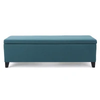 Storage Ottoman with Cushioned Top, Sturdy Frame, and Space-Saving Design, 51" L x 17.25" W x 16.5" H, Teal(m-11)
