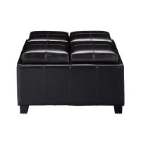 Storage Ottoman with Cushioned Top, Sturdy Frame, and Space-Saving Design, 35" L x 35" W x 19" H, Chocolate(m-6)