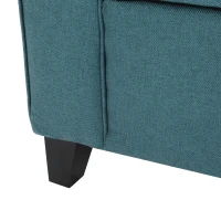 Contemporary Upholstered Ottoman with Rolled Arms and Pressure Hinges, Armed Storage Bench, Ideal for Small Spaces, 50" L x 19.75" W x 20.5" H, Teal(m-9)