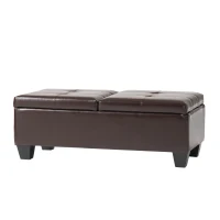 Storage Ottoman with Cushioned Top, Sturdy Frame, and Space-Saving Design, 46.5" L x 20.75" W x 17.25" H, Chocolate(m-2)