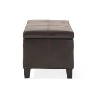 Faux Leather Storage Ottoman Bench, Solid Wood Construction, Versatile Seating and Storage, 51.25" L x 17.5" W x 16.25" H, Brown(m-10)