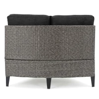 Single Sofa Set of 2, Polyethylene Rattan Wicker, Iron Frame, Water Resistant Cushions, Easy to Assemble, 40.5"x29.25"x27.5", Black+Gray(m-8)