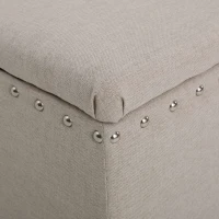 Fabric Storage Ottoman Bench with Solid Wood Construction, Versatile Seating and Storage, 42" L x 18.25" W x 18.25" H, Wheat(m-6)