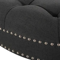 Ottoman with Casters and Birch Wood Legs, Contemporary Design, Button Tufted Diamond Stitch, Nailhead Accents, 35" x 35" x 17", Dark Gray(m-5)