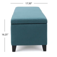 Storage Ottoman with Cushioned Top, Sturdy Frame, and Space-Saving Design, 51" L x 17.25" W x 16.5" H, Teal(m-4)