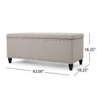 Fabric Storage Ottoman Bench with Solid Wood Construction, Versatile Seating and Storage, 42" L x 18.25" W x 18.25" H, Wheat(m-3)