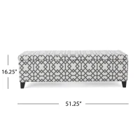 Cushioned Storage Ottoman with Sturdy Frame and Space-Saving Design, Geometric Pattern Surface, Gray(m-3)