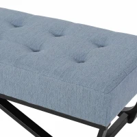 Ottoman with Cushioned Top, Sturdy Frame, and Space-Saving Design, 47.25" L x 17.5" W x 16.5" H, Light Blue(m-7)