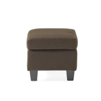 Fabric Ottoman with Contemporary Design, Smooth Upholstery, Versatile Use, Birch Wood Legs, 24" W x 18" D x 16" H, Chocolate(m-10)