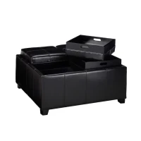 Storage Ottoman with Cushioned Top, Sturdy Frame, and Space-Saving Design, 35" L x 35" W x 19" H, Chocolate(m-7)