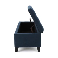 Storage Ottoman with Contemporary Design, Upholstered Seating, Versatile Storage Bench, 51" L x 17.5" W x 17" H, Navy Blue(m-8)