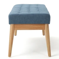 Fabric Ottoman with Cushioned Top, Sturdy Frame, and Space-Saving Design, 43.5" L x 15.75" W x 17" H, Blue(m-9)