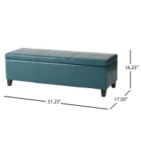 Storage Ottoman with Contemporary Design, Upholstered Seating, Versatile Storage Bench, 51.25" L x 17.5" W x 16.25" H, Teal(m-3)