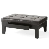 Ottoman with Drawer, Plush Comfort, Versatile Design, Durable Build, Compact and Portable, 40.5" x 29.5" x 17.75", Dark Coffee(m-2)