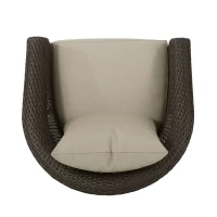Vinsetto Swivel Club Chair with Hand-Crafted Wicker and Aluminum, Weather-Resistant Polyester Cushions, No Assembly Required, 32.5" L x 31.25" W x 31" H, Brown(m-13)