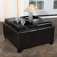 Storage Ottoman with Cushioned Top, Sturdy Frame, and Space-Saving Design, 35" L x 35" W x 19" H, Chocolate(m-1)