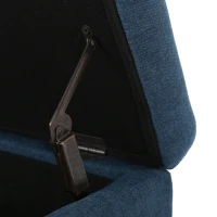 Storage Ottoman with Tufted Top and Dark Wooden Legs, Multi-Functional Suede Upholstery, 40.75" L x 19.25" W x 17.25" H, Navy Blue(m-10)