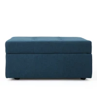 Storage Ottoman with Tufted Waffle Stitch, Contemporary Design, Ample Storage Space, Rolling Casters, 31" L x 31" W x 15.25" H, Navy Blue(m-10)