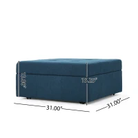 Storage Ottoman with Tufted Waffle Stitch, Contemporary Design, Ample Storage Space, Rolling Casters, 31" L x 31" W x 15.25" H, Navy Blue(m-3)