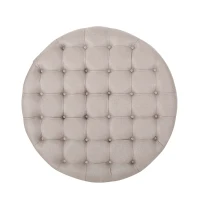 Ottoman with Casters and Birch Wood Legs, Contemporary Design, Button Tufted Diamond Stitch, Nailhead Accents, 35" x 35" x 17", Wheat(m-8)