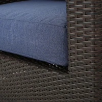 Vinsetto Swivel Club Chair with Hand-Crafted Wicker and Aluminum, Weather-Resistant Polyester Cushions, No Assembly Required, 32.5" L x 31.25" W x 31" H, Brown(m-6)