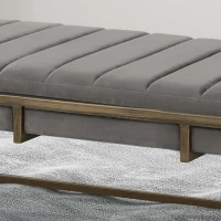 Modern Fabric Ottoman with Cushioned Top, Sturdy Frame, and Space-Saving Design, 49" L x 25" W x 16" H, Gray(m-6)