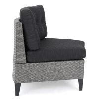 Single Sofa Set of 2, Polyethylene Rattan Wicker, Iron Frame, Water Resistant Cushions, Easy to Assemble, 40.5"x29.25"x27.5", Black+Gray(m-12)