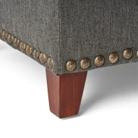 Storage Ottoman with Tufted Waffle Stitching, Nailhead Trim, Contemporary Design and Ample Storage Space, 50.85" L x 19.65" W x 15.75" H, Dark Gray(m-7)