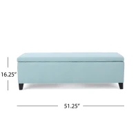 Storage Ottoman with Cushioned Top, Sturdy Frame, and Space-Saving Design, 51" L x 17.25" W x 16.5" H, Light Blue(m-3)