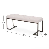 Stylish Bedroom Bench with Padded Seat Cushion, Upturned Wide U Shape, Light Assembly Required, 44.75" L x 15" W x 18.25" H, Beige(m-3)