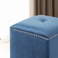 Stylish Ottoman with Cushioned Top, Sturdy Frame, and Space-Saving Design, 16.5" L x 16.5" W x 17" H, Dark Blue(m-5)