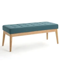 Fabric Ottoman with Cushioned Top, Sturdy Frame, and Space-Saving Design, 43.5" L x 17" W x 17" H, Teal(m-2)