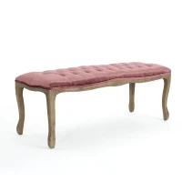 Stylish Bedroom Bench with Padded Seat Cushion, Upturned Wide U Shape, Light Assembly Required, 46.25" L x 17" W x 18" H, Blush(m-2)