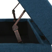 Storage Ottoman with Tufted Waffle Stitch, Contemporary Design, Ample Storage Space, Rolling Casters, 31" L x 31" W x 15.25" H, Navy Blue(m-9)