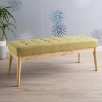 Fabric Ottoman with Cushioned Top, Sturdy Frame, and Space-Saving Design, 43.5" L x 15.75" W x 17" H, Yellow(m-4)